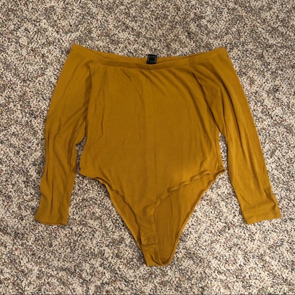 Mustard Off-the-Shoulder Bodysuit - Picture 1 of 2